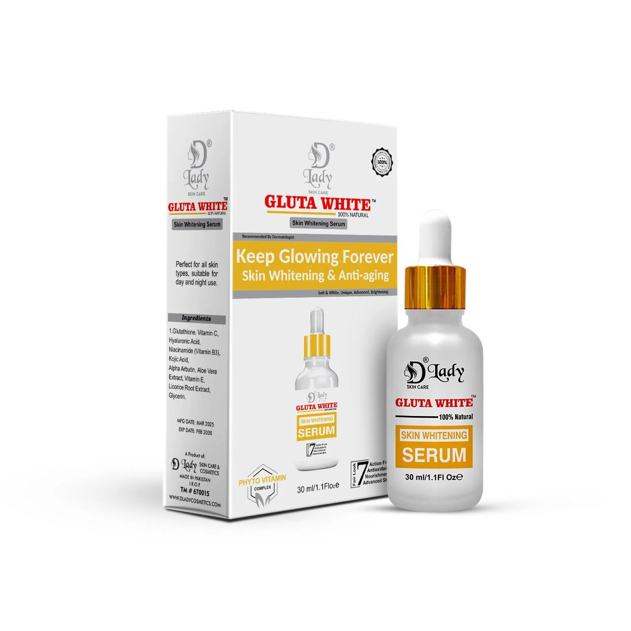 D Lady Gluta White Skin Whitening Serum (30ml)