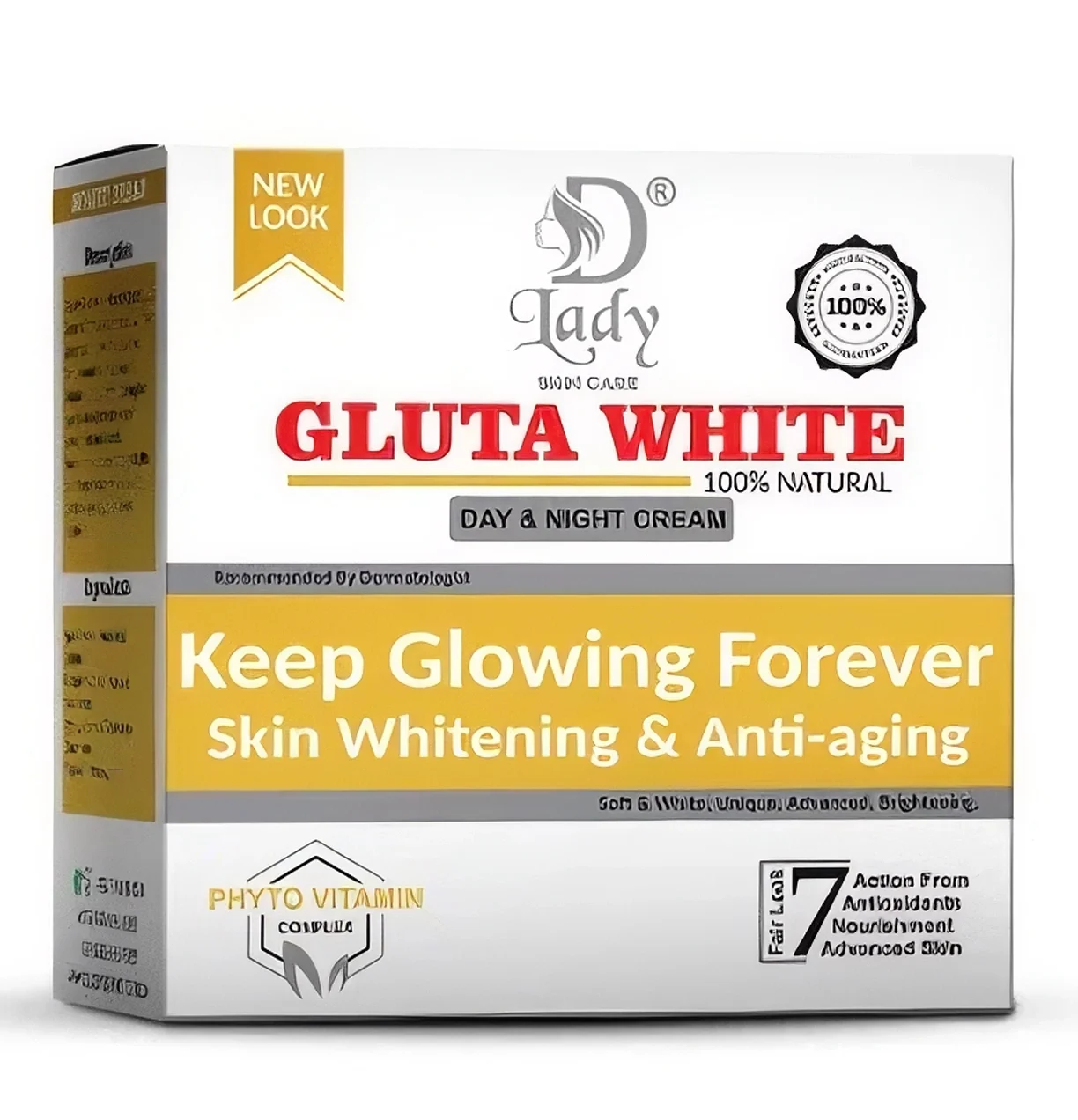 D-Lady Gluta White Day & Night Cream - 100% Natural Skin Whitening and Anti-Aging Formula