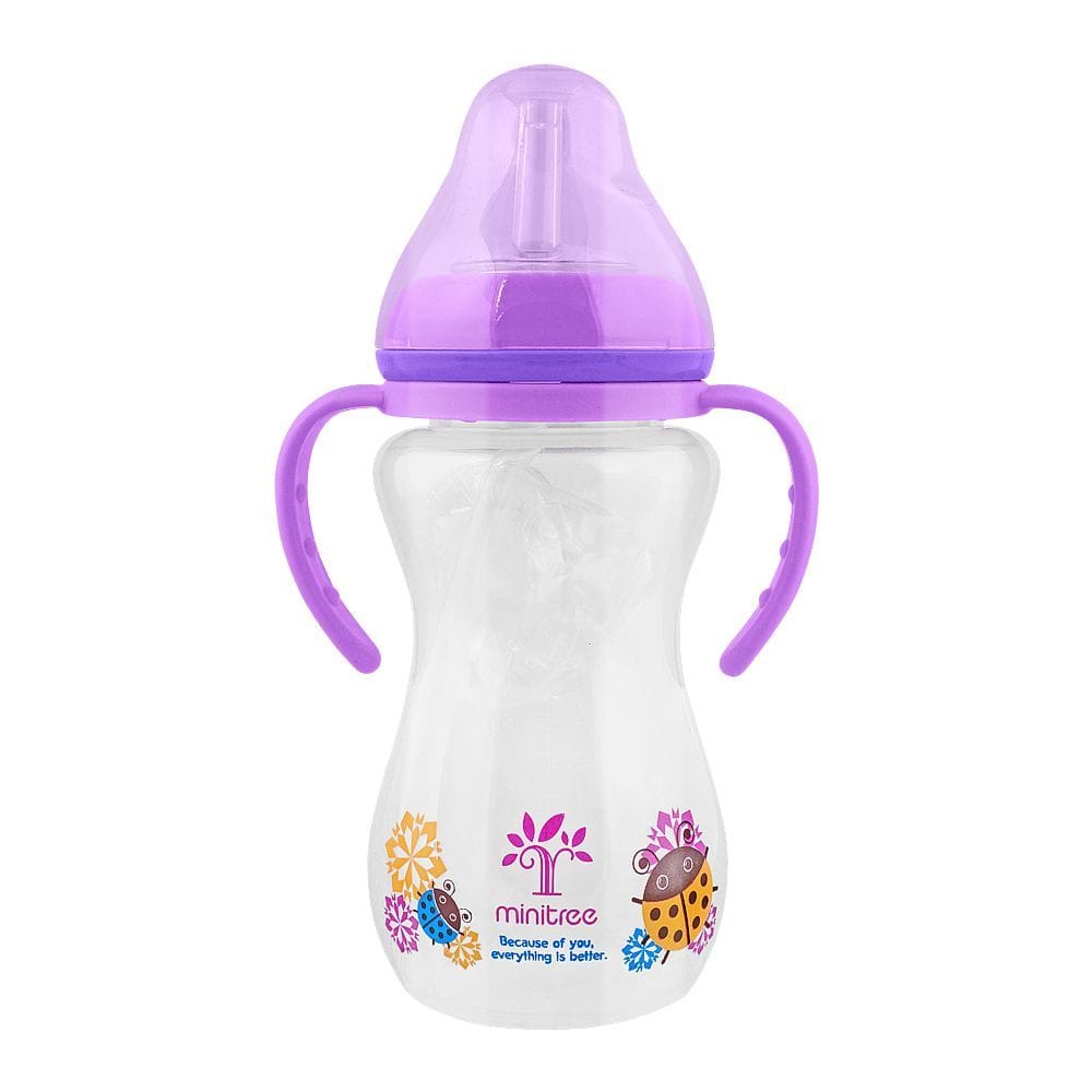 Minitree Wide-Neck Baby Feeding Bottle with Handle - 330ml/11oz - BPA-Free PP Material